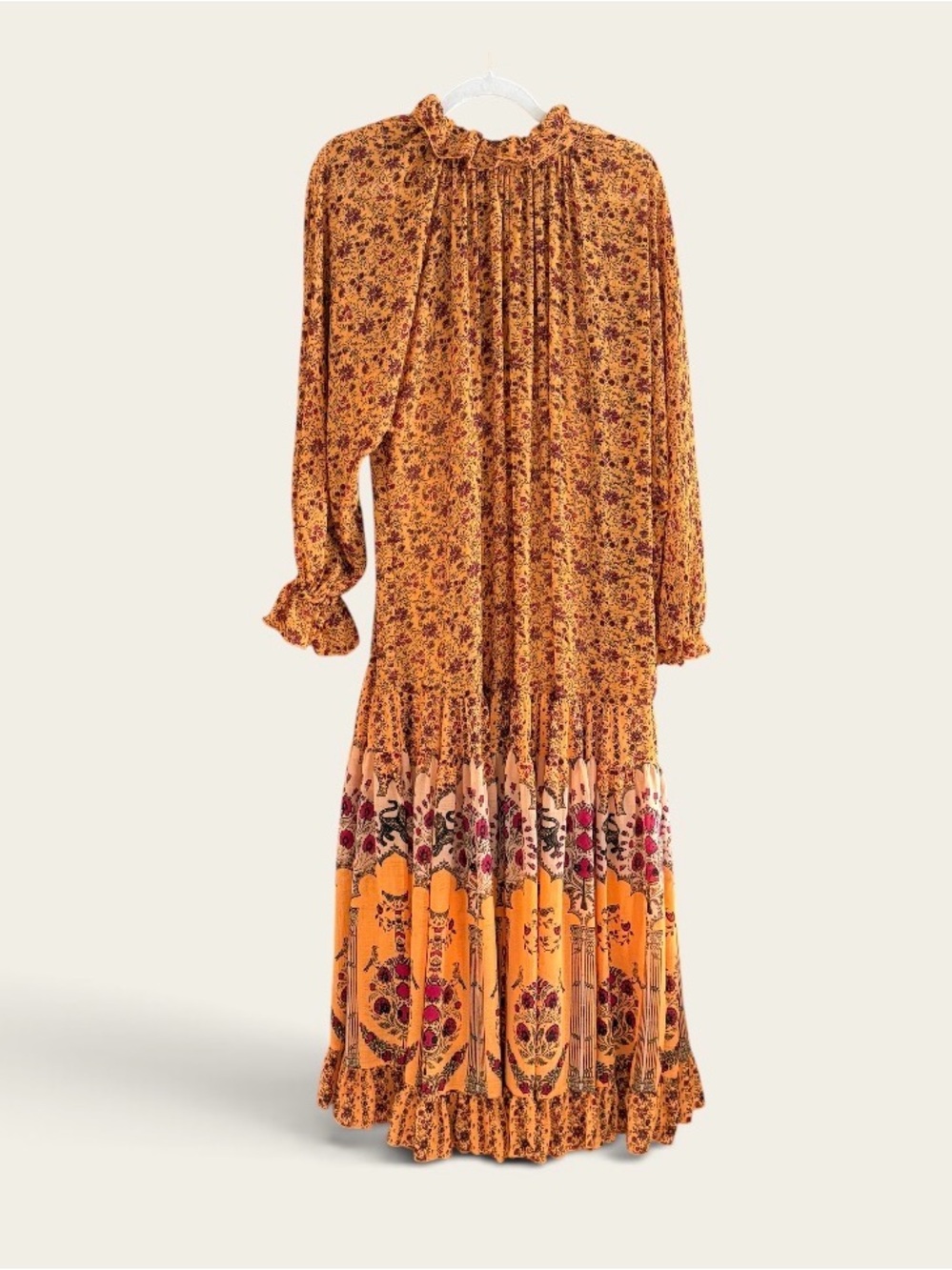 Free People Orange Floral Tiered Maxi Dress Small - Picture 4 of 8